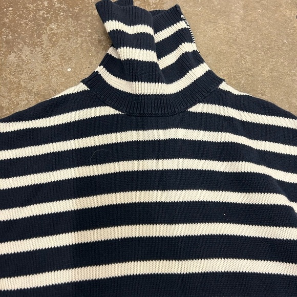 Vintage GAP Navy and White Striped Turtleneck Sweater coastal marine - Picture 2 of 5